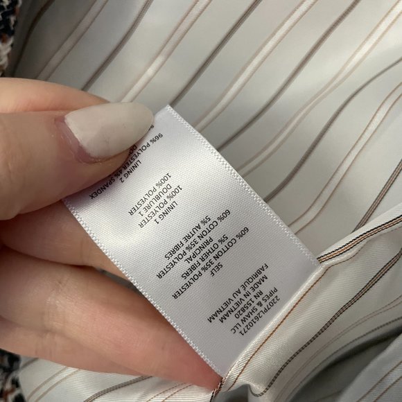 Veronica Beard Aise Cropped Jacket Textured Plaid Ink Multi Oversized Lapels - Picture 6 of 10